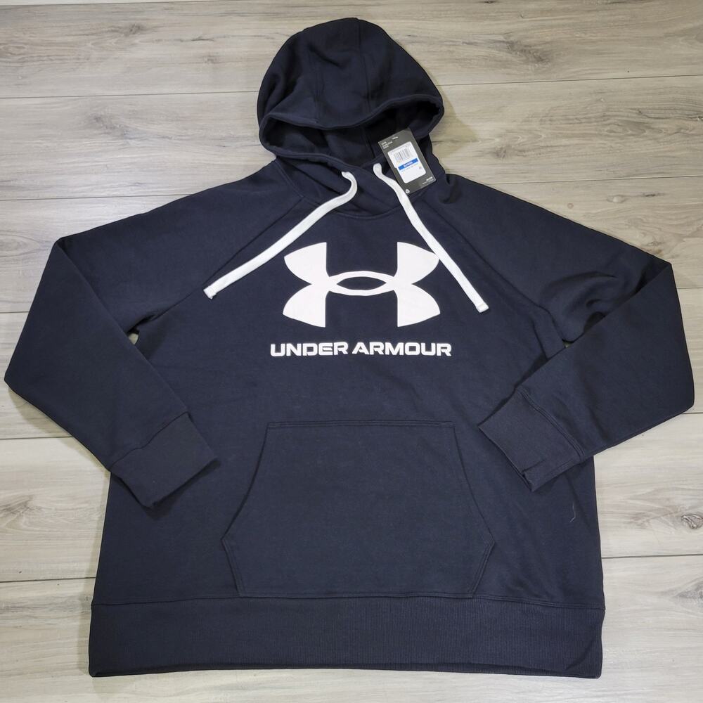 Under Armour Pullover Hoodie Women's XL Black Rival Fleece Logo New